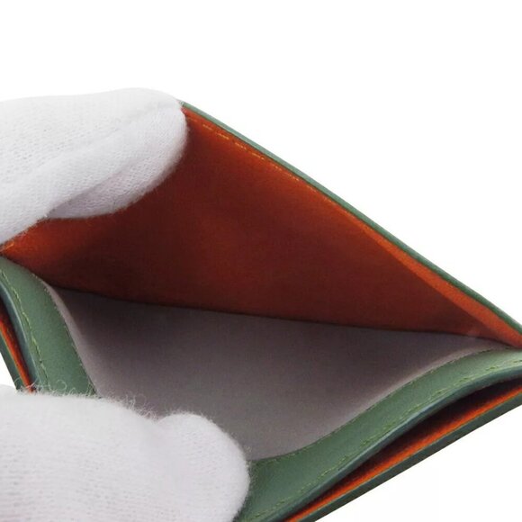 CELINE Card Case Logo Orange Leather Authentic USED - Picture 11 of 16